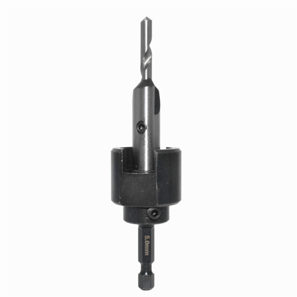 4mm/5mm Countersink Bit Set for Woodworking - Hex Shank Drill Bits with Adjustable Depth & Chamfering Function
