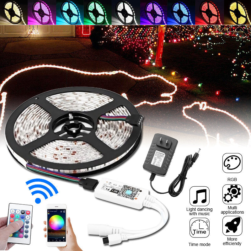 DC12V 5m 24W Watertight Alexa Smart Home WIFI Controller APP Control LED Strip Light Christmas Decorations Clearance Christmas Lights