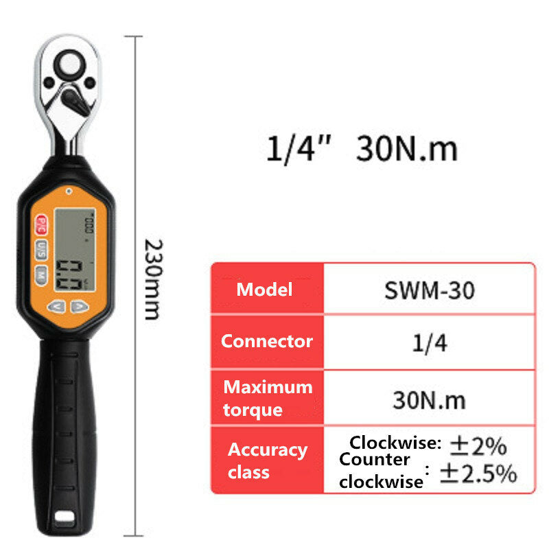 Digital Torque Wrench Electric Display Multifunction Home Car Repair High Precision LED Indicator Easy Read Anti-slip Handle