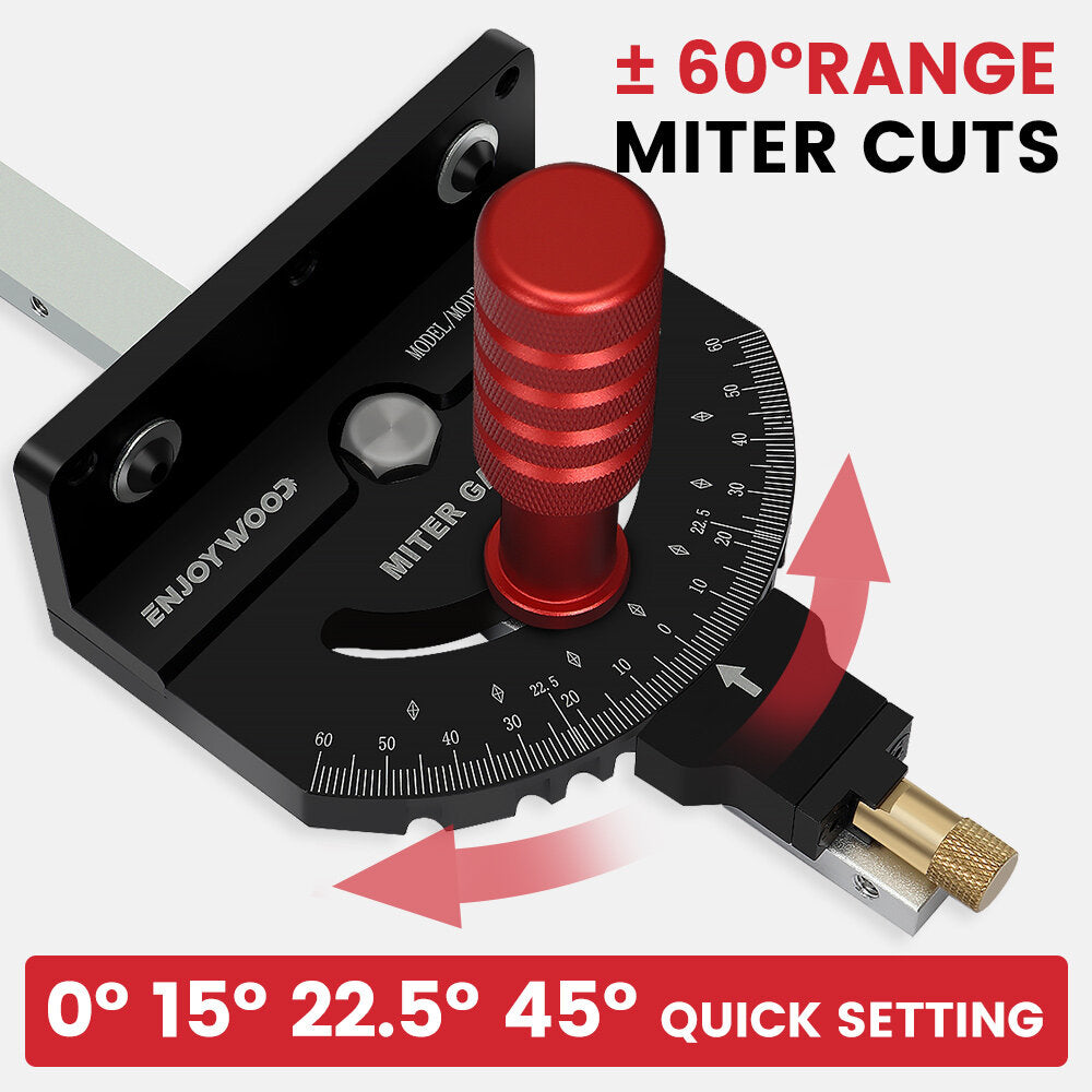 Aluminum Alloy Angle Miter Gauge for Table Saw, 0-60° Precision Settings, Extended Fence 640-1220mm, Durable Woodworking Tool