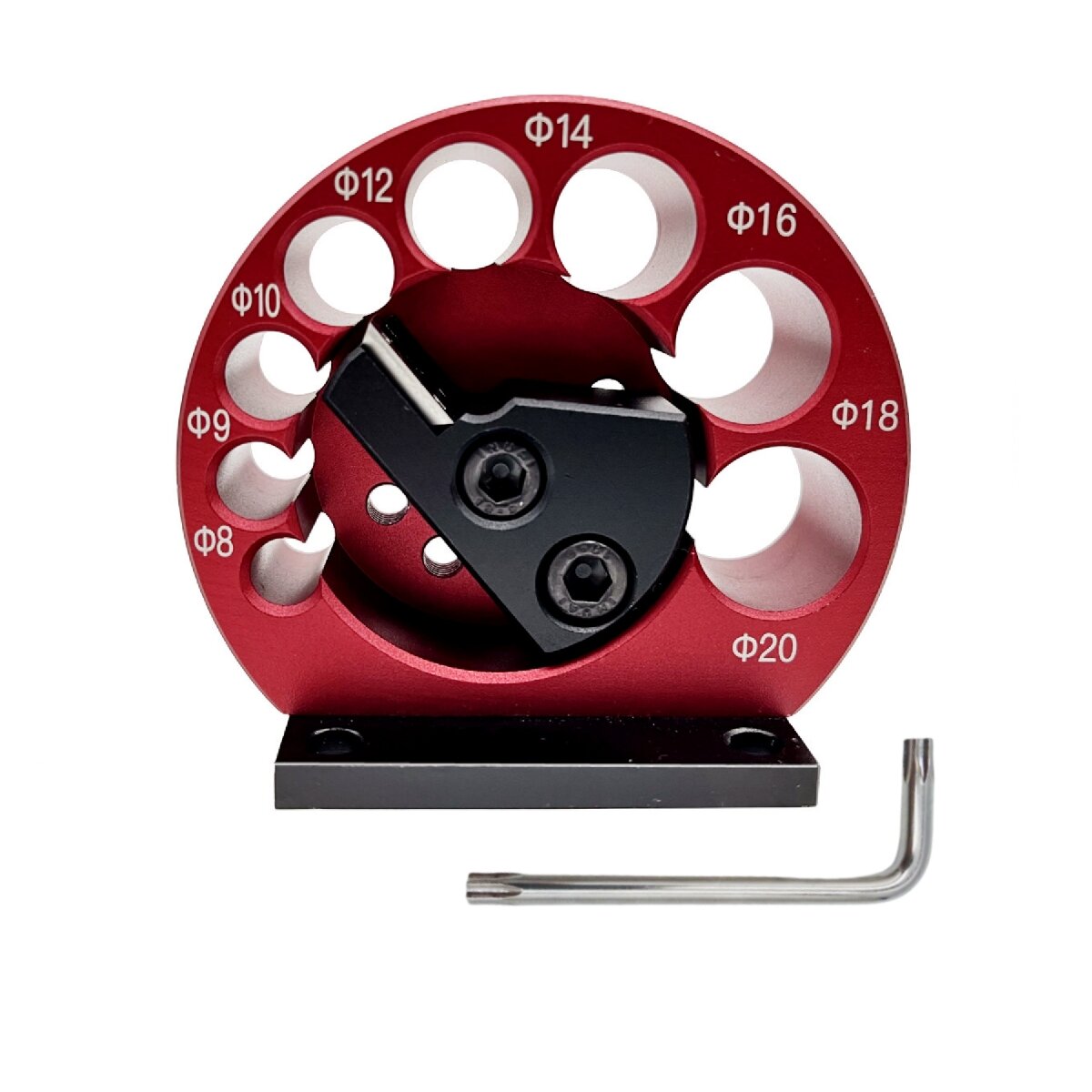 Dowel Maker Jig Kit - Multifunctional Tool with 8 Hole Sizes (8-20mm), Durable CNC Aluminum, Precision Carbide Blades, Red