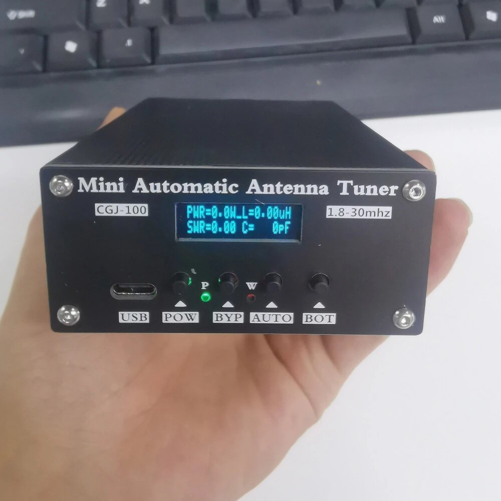 Automatic Antenna Tuner 100W 1.8-55MHz/1.8-30MHz With Battery Inside Assembled For 5-100W Shortwave Radio Stations