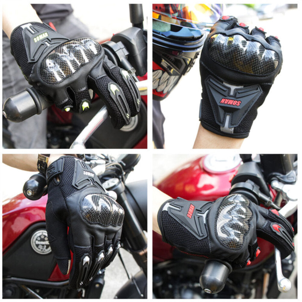 Motorcycle Touch Screen Gloves Carbon Fiber Riding Men Women Protective Gears