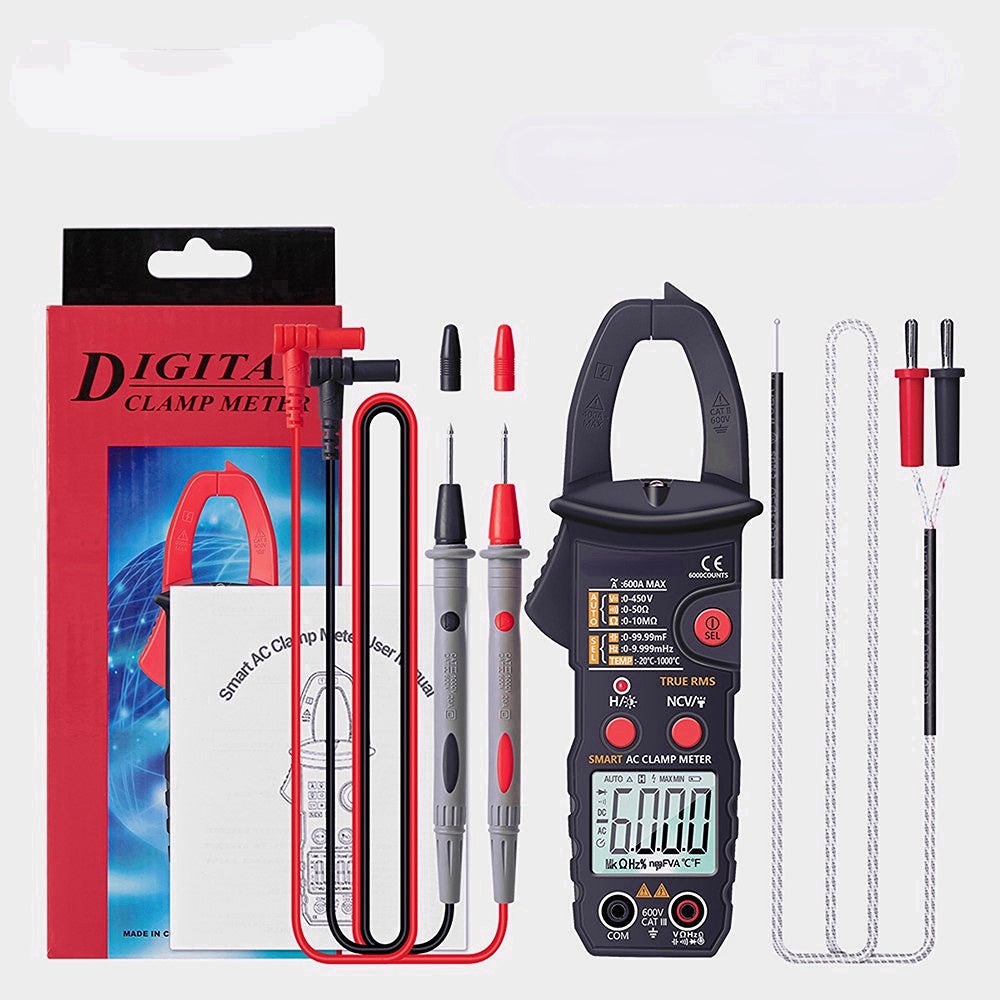 Digital Clamp Multimeter 6000 Counts Professional True RMS AC/DC Voltage Current Tester