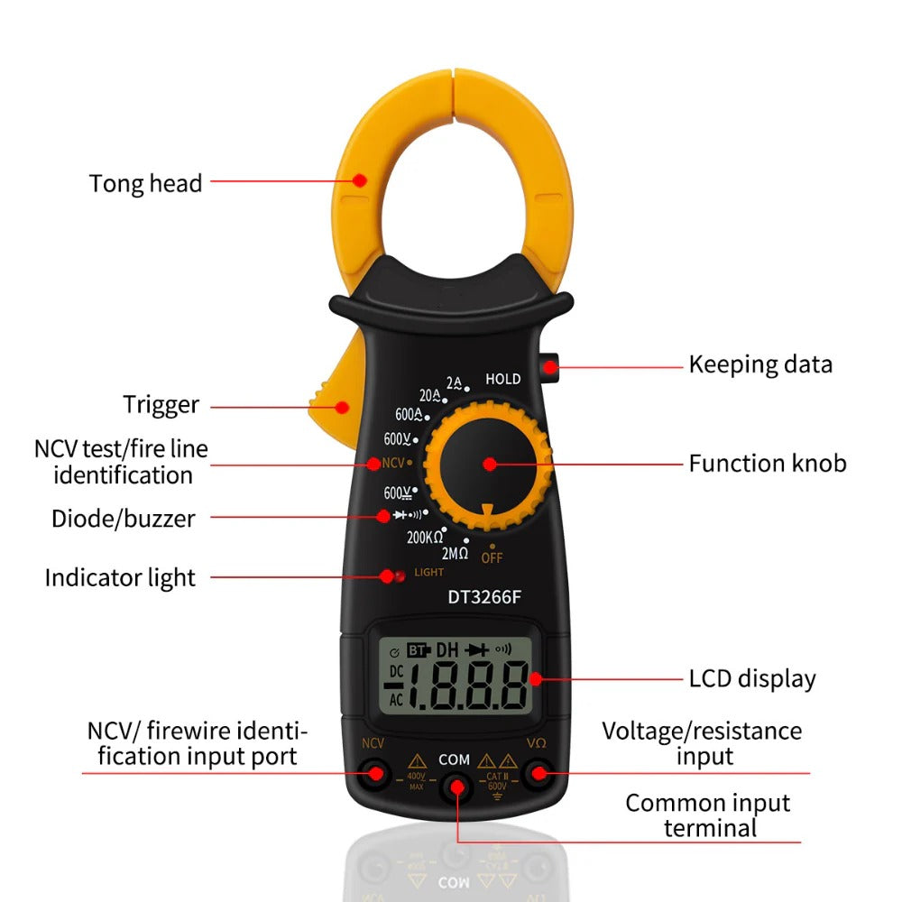 NVC Non-Contact Clamp Digital Multimeter AC And DC Voltage/Resistance Testing Tool