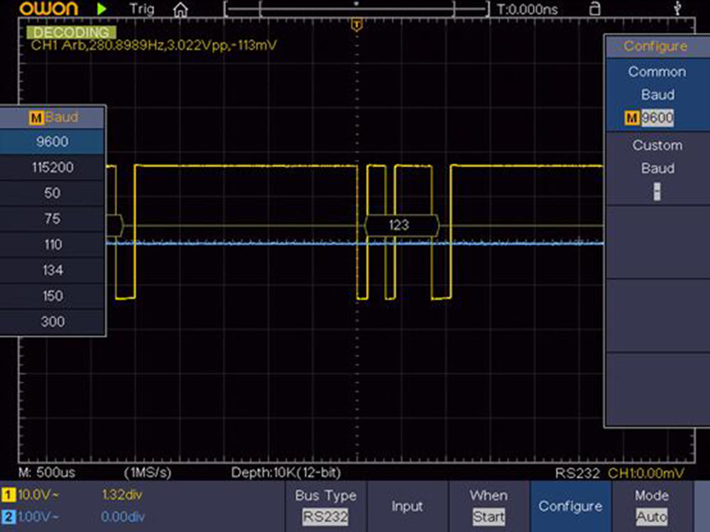 100MHz Digital Storage Oscilloscope, 2 Channels, 12-Bit Resolution, 1GS/s Sampling & 8-Inch LCD Display