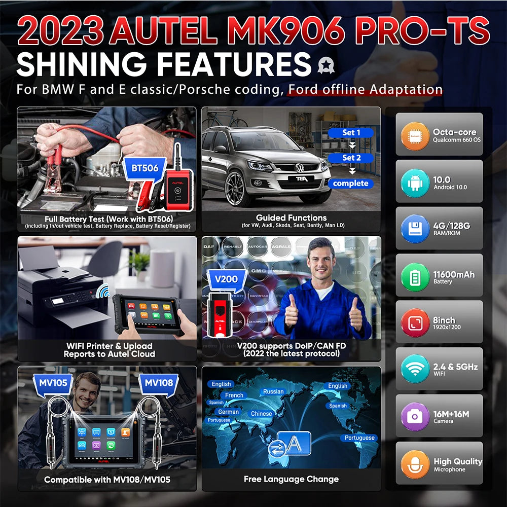 Car TPMS Diagnostic Tool Automotive Scanner w/ Full TPMS Fuction ECU Coding CAN FD DoIP K MK906PRO