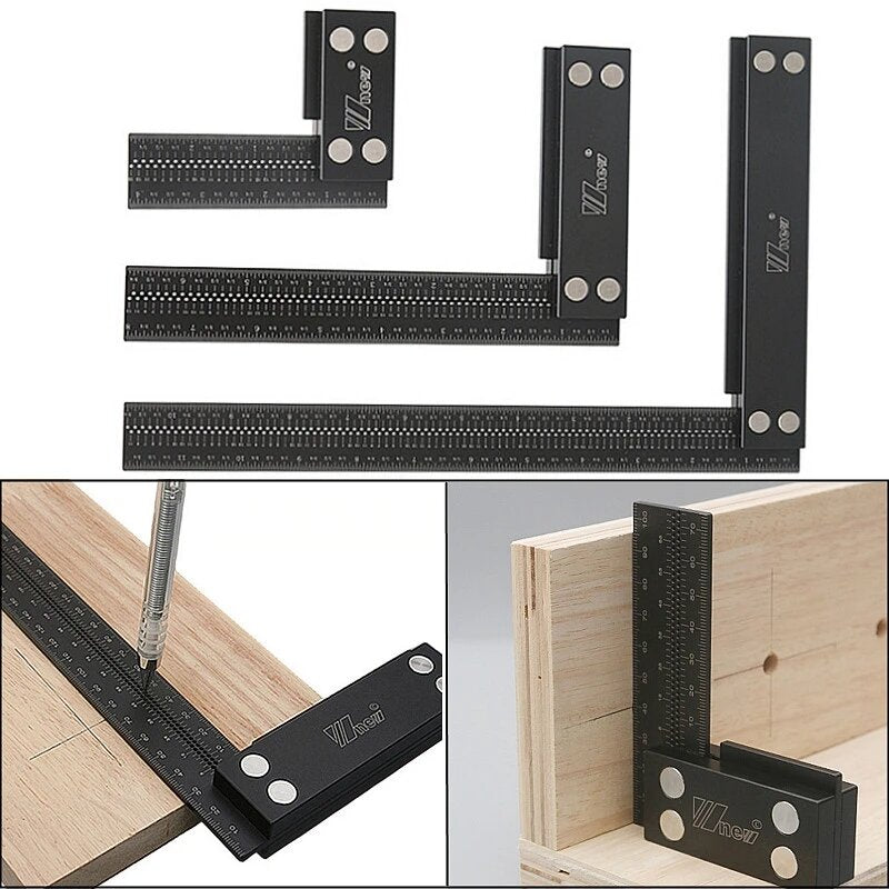 High-Quality Aluminum L-Ruler for Woodworking, Ergonomic Design, 0-200mm Scale, Durable & Rust-Proof Tool