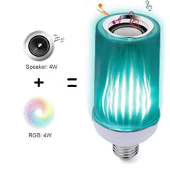 AC85-265V E27 8W Dimmable bluetooth Speaker RGB Flame Effect LED Bulb with 24 Keys Remote Control