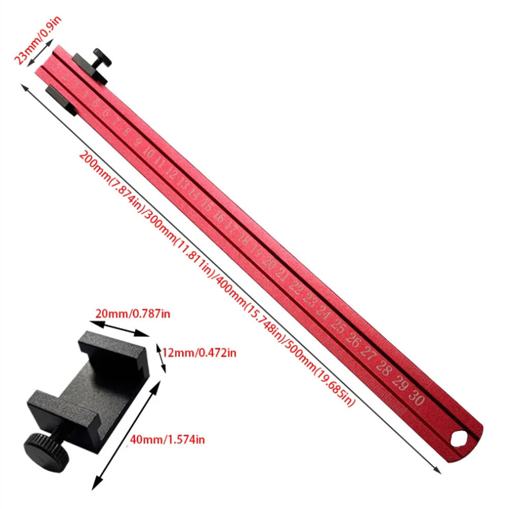 High Precision Aluminum Positioning Ruler - Durable 4.5mm Thick, Metric & Imperial Scales, Multiple Sizes for Woodworking