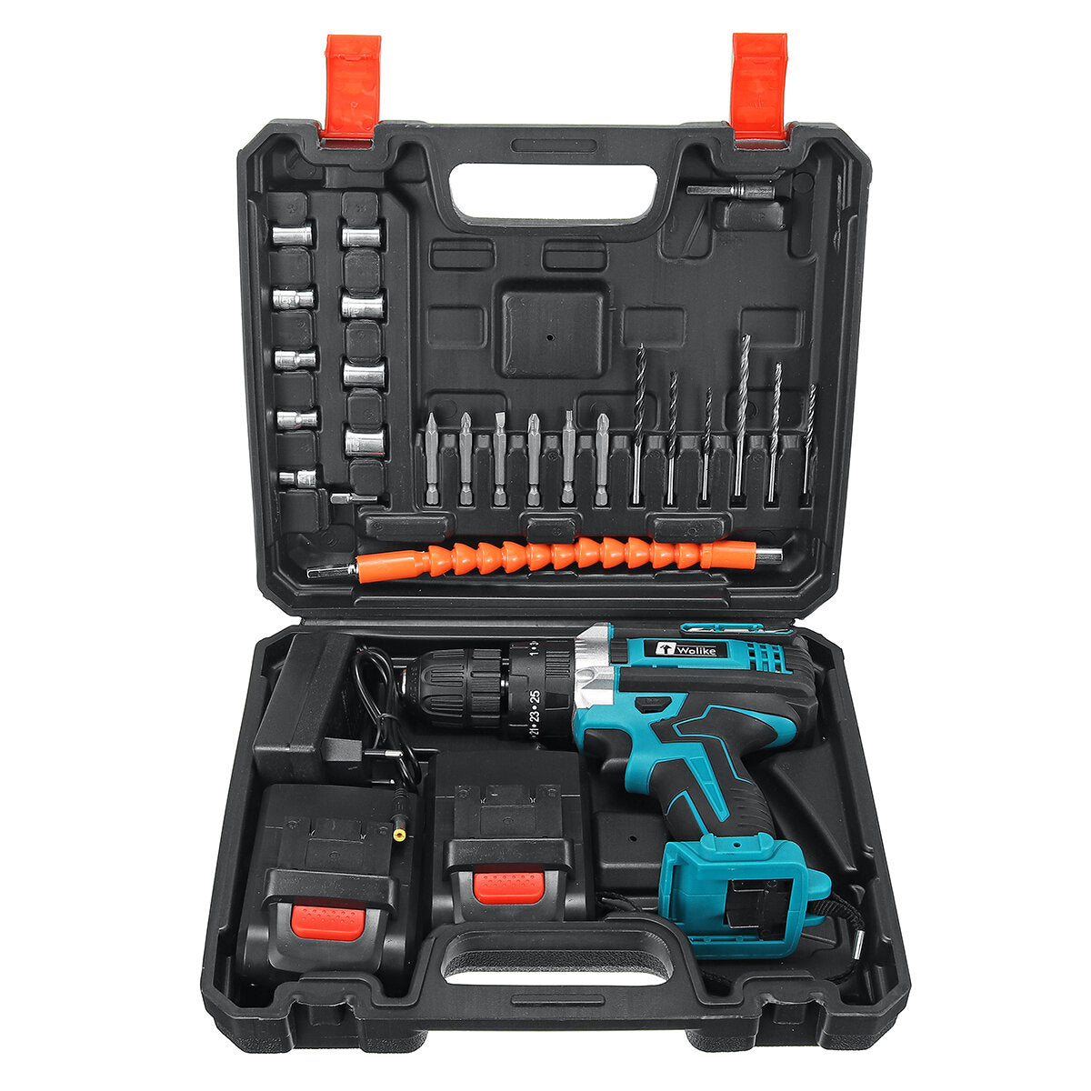 10mm Electric Drill 25+3 Torque Adjustment Switch Stepless Speed W/1pc/2pc Battery AU/EU/US Plug