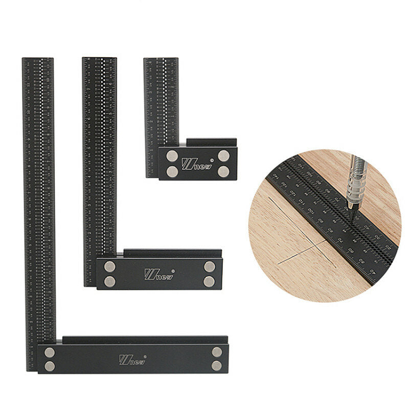 High-Quality Aluminum L-Ruler for Woodworking, Ergonomic Design, 0-200mm Scale, Durable & Rust-Proof Tool