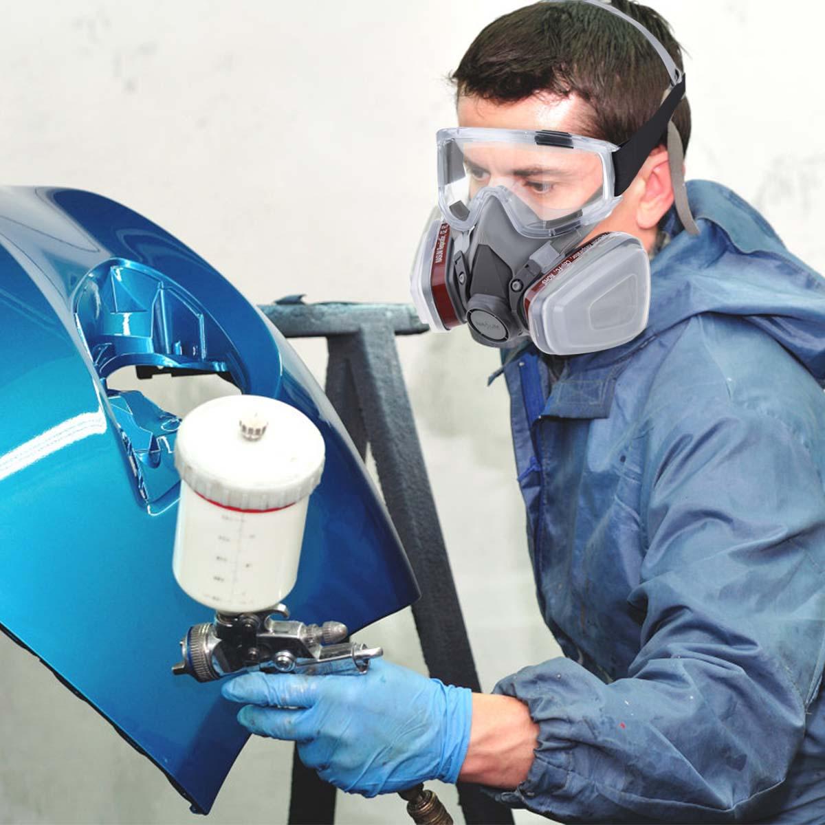 Respirator Mask with Protective Goggles for Paint Spray Dust Chemicals Protection Odour Control