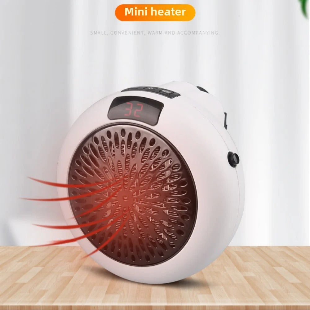 900W Mini Portable Electric Heater Fan - Wall Outlet Warm Air Blower for Home & Office