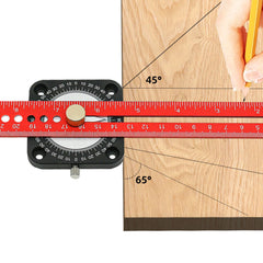 360° Compass Angle Marking Ruler - 30cm Aluminum Alloy, Dual Scale, Ergonomic Design for Precision Measurement