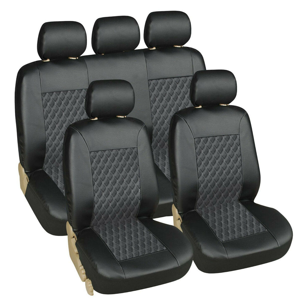 1 Seater / 5 Seater PU Leather Front Rear Universal Car Seat Covers Protector