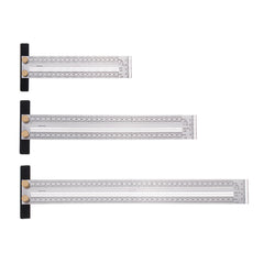 Stainless Steel Precision Marking T Ruler for Woodworking - 200/300/400mm Hole Positioning Measuring Tool