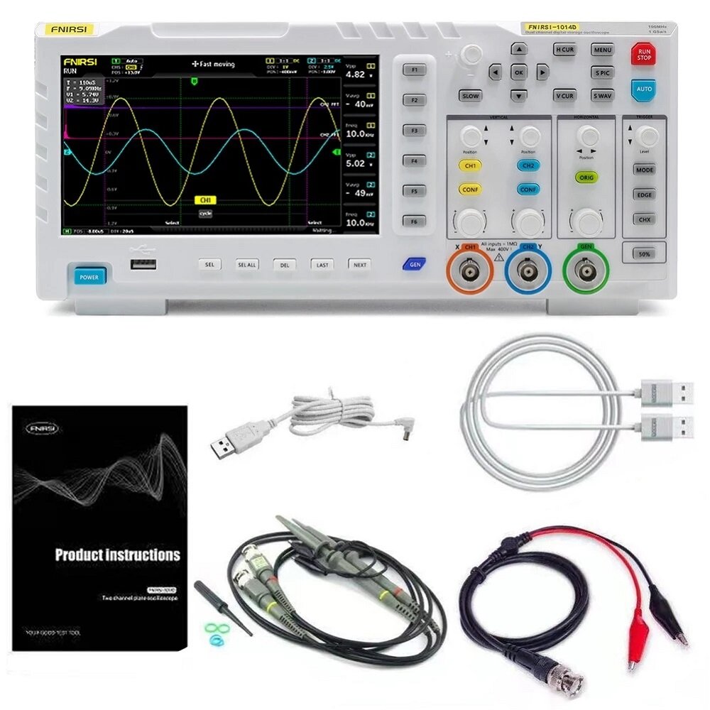 7 Inch TFT LCD Display Screen 2 In 1 Dual Channel Input Storage Oscilloscope Digital Signal Generator