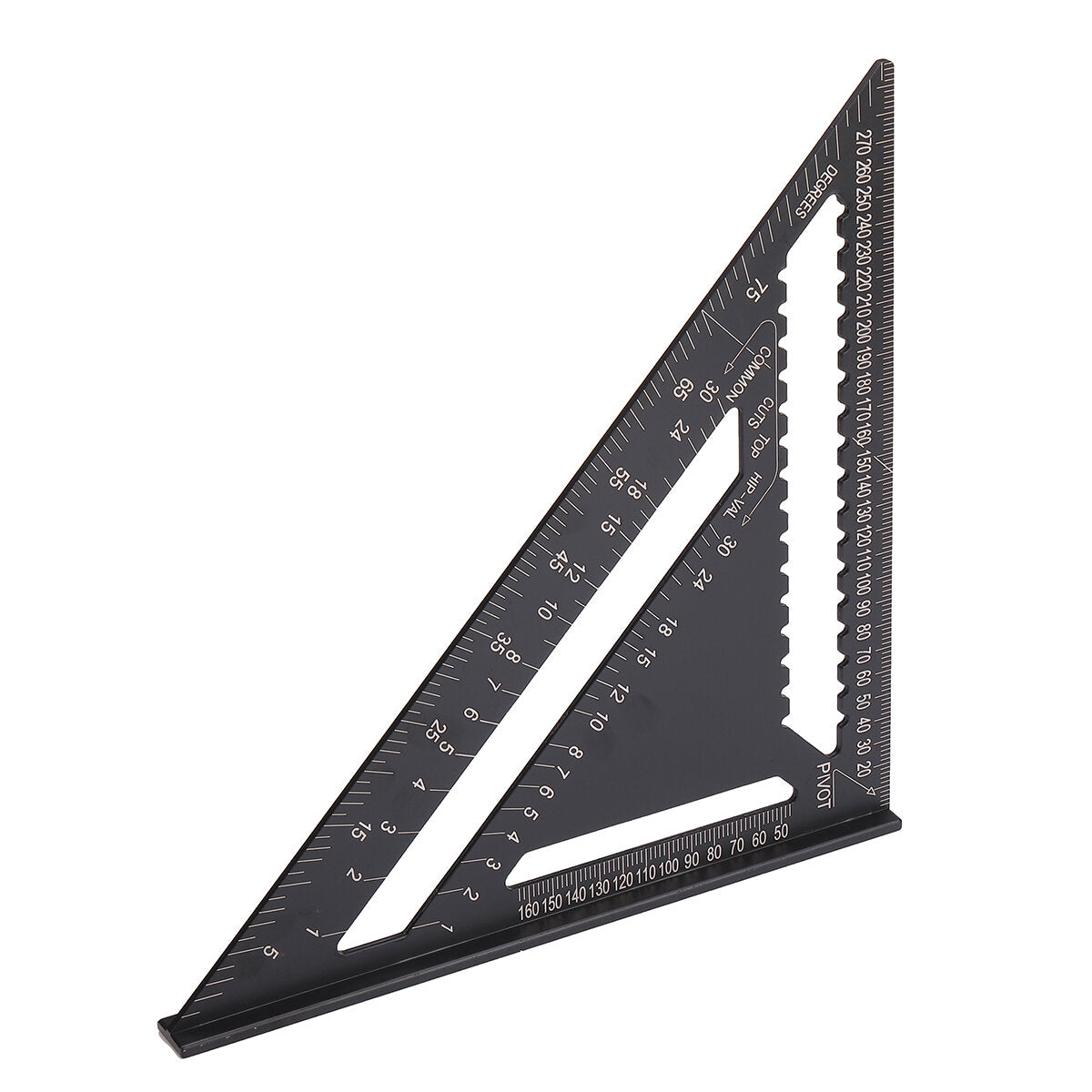 12-Inch Triangle Ruler - Versatile Protractor & Scriber Tool for Woodworking, Construction, Durable Aluminum Alloy, Metric/Imperial
