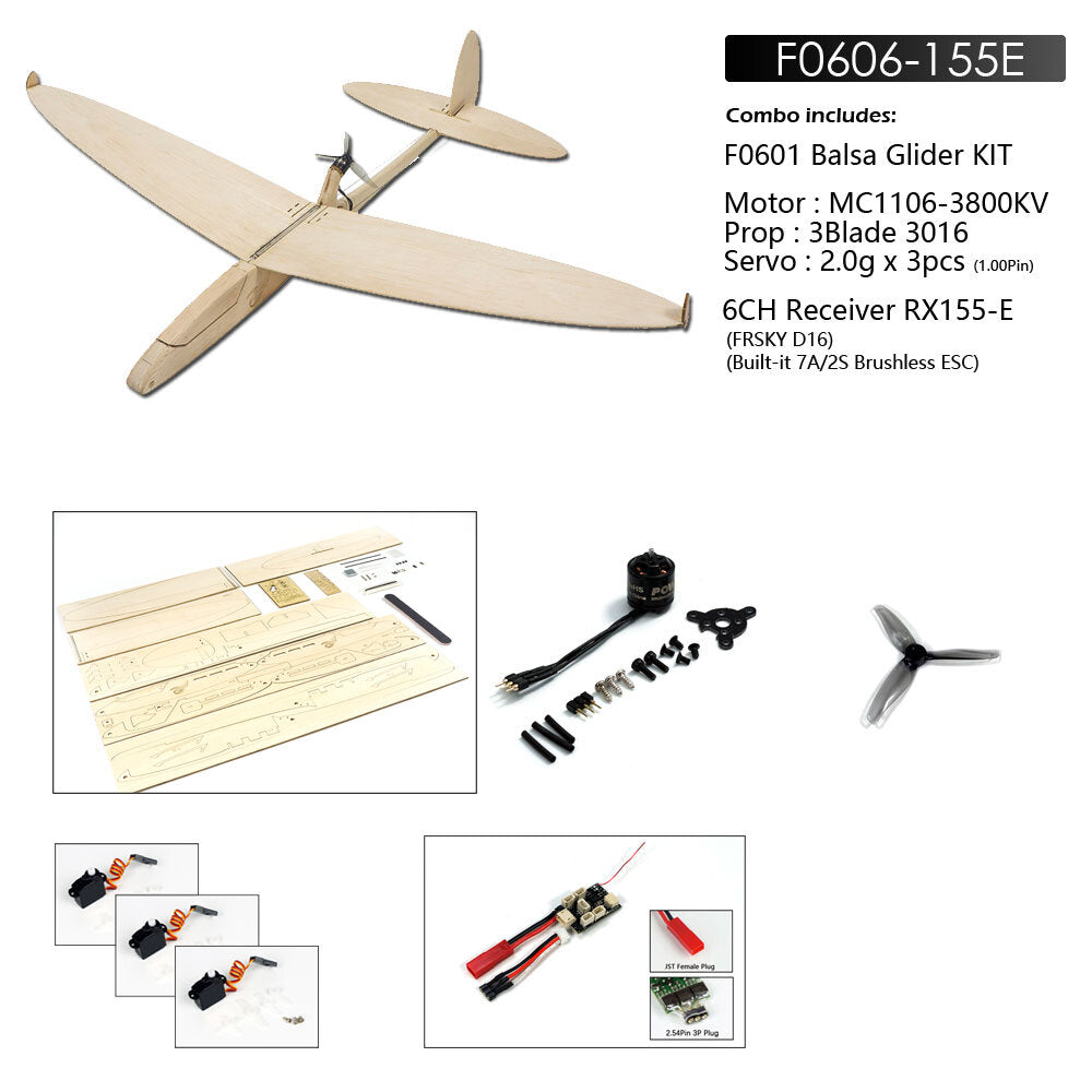 620mm Wingspan Balsa Wood RC Airplane Glider KIT/PNP
