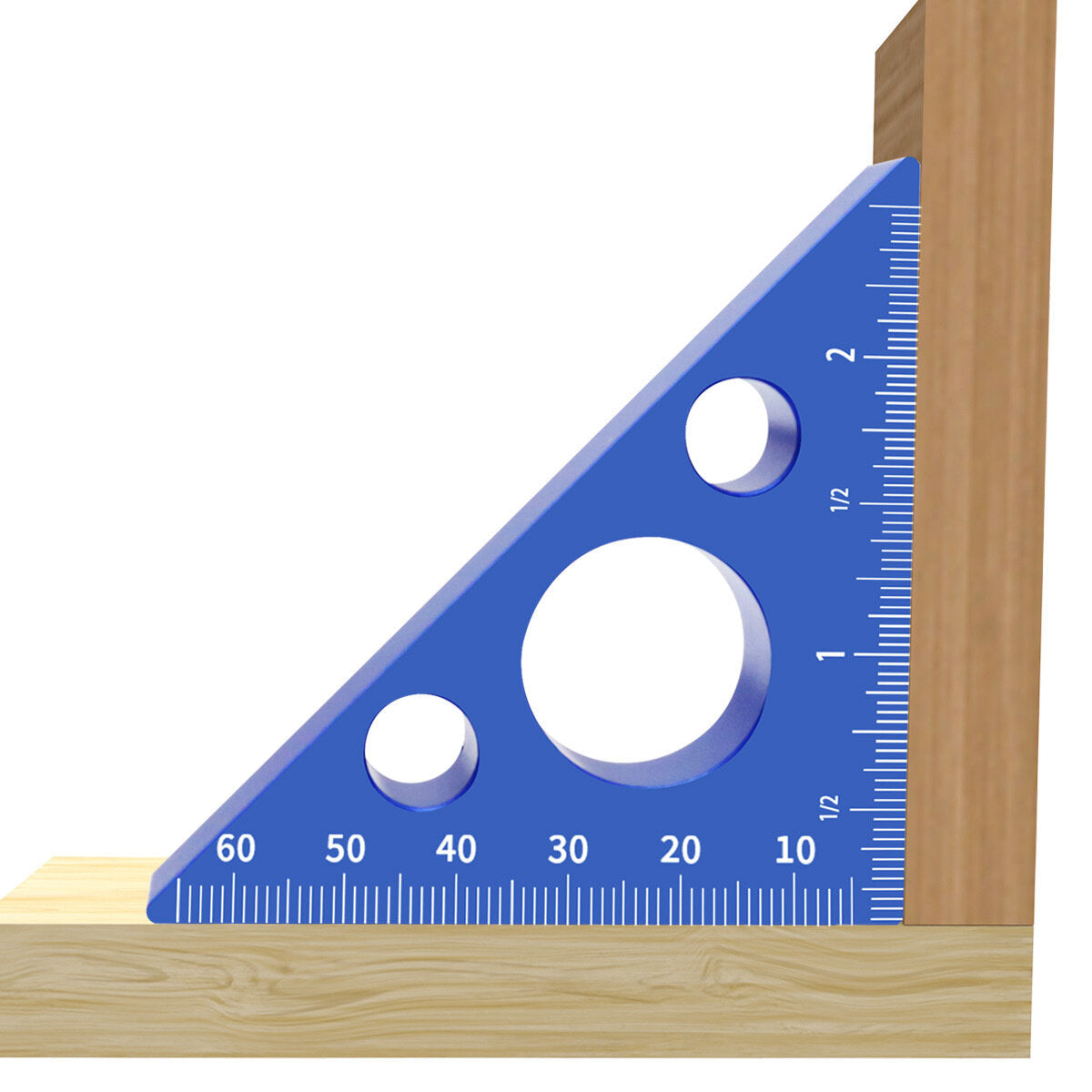 Aluminum Alloy Triangle Ruler - Laser-Engraved Scales, Compact & Portable, Anti-Rust, 45-Degree Angle, Red/Blue Options