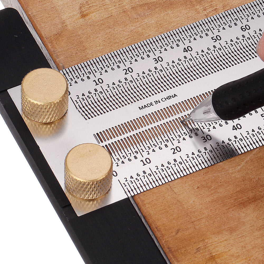 Stainless Steel Precision Marking T Ruler for Woodworking - 200/300/400mm Hole Positioning Measuring Tool