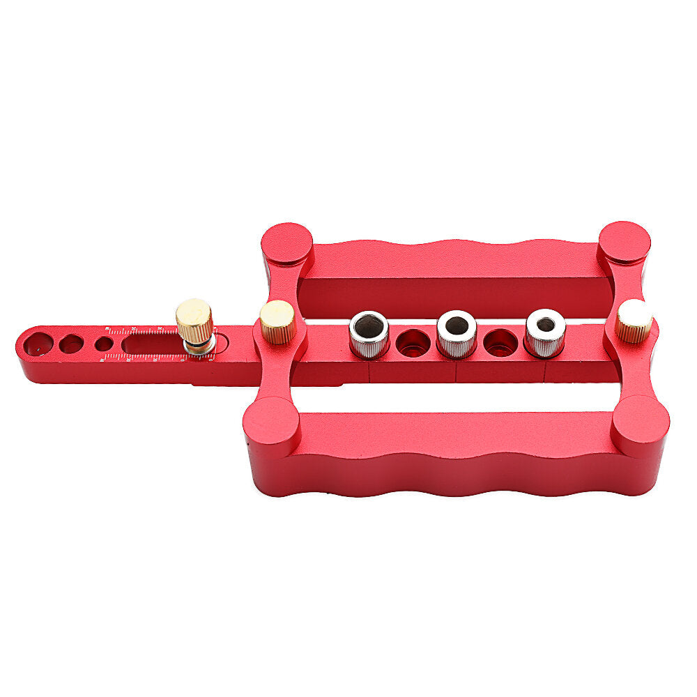 Self-Centering Doweling Jig for Woodworking, 6/8/10mm Drilling Tools, Durable Aluminum & Steel, Adjustable Stop