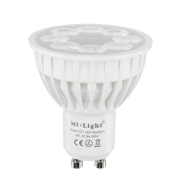Dimmable GU10 4W Mi Light 2.4G Wireless RGBCCT LED Spot Lightt Lamp Bulb AC86-265V