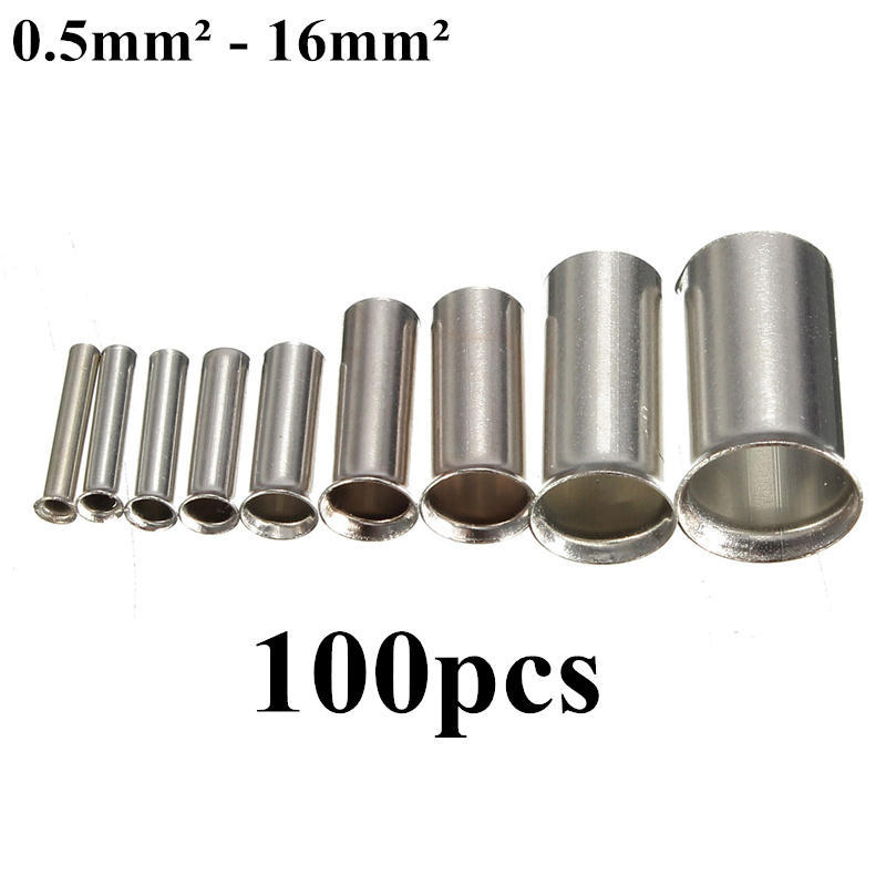 100 Pcs Naked Insulated Tube Terminal Block Cord End Terminal
