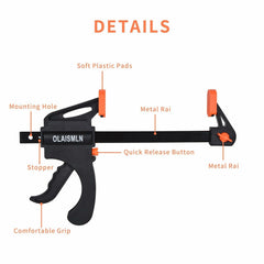 4-Pack Woodworking F Clamps - Heavy Duty, Quick Change, Easy One-Hand Operation, Ideal for DIY & Professional Projects