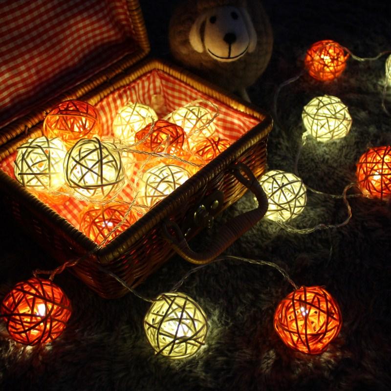 Gardening 5M 40LED String Light Ratten Shape Holiday Garden Party Wedding Decoration