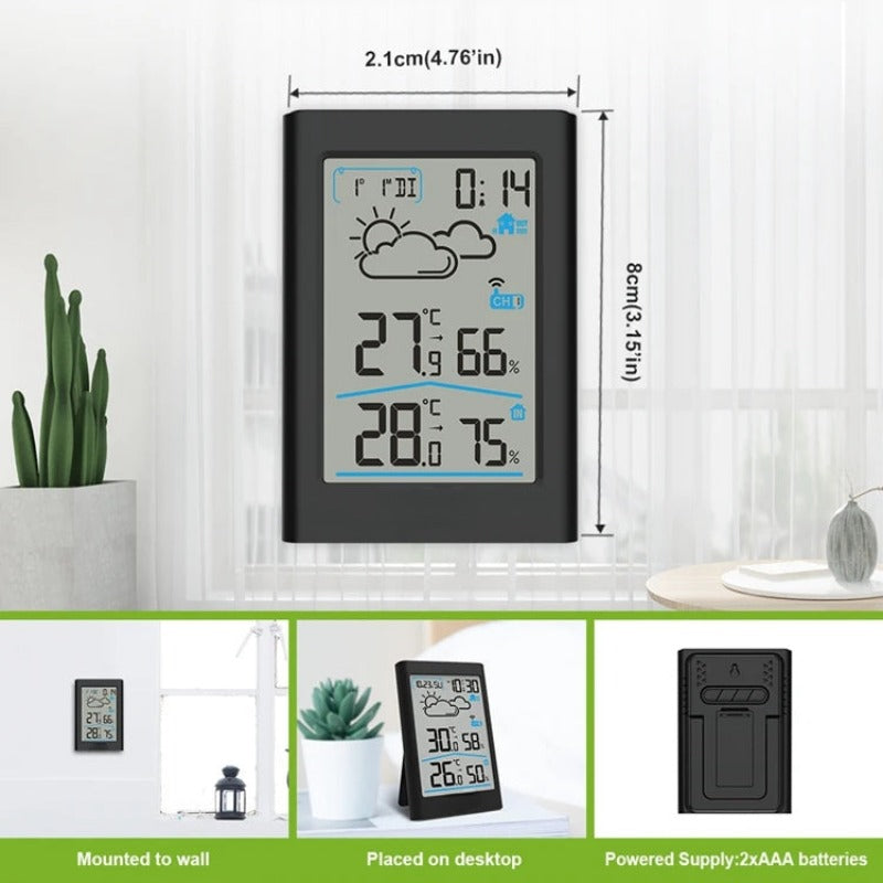 LCD Digital Smart Wireless Weather Station In/Outdoor Thermometer Hygrometer Remote Sensor Alarm Time Clock Weather Forecast