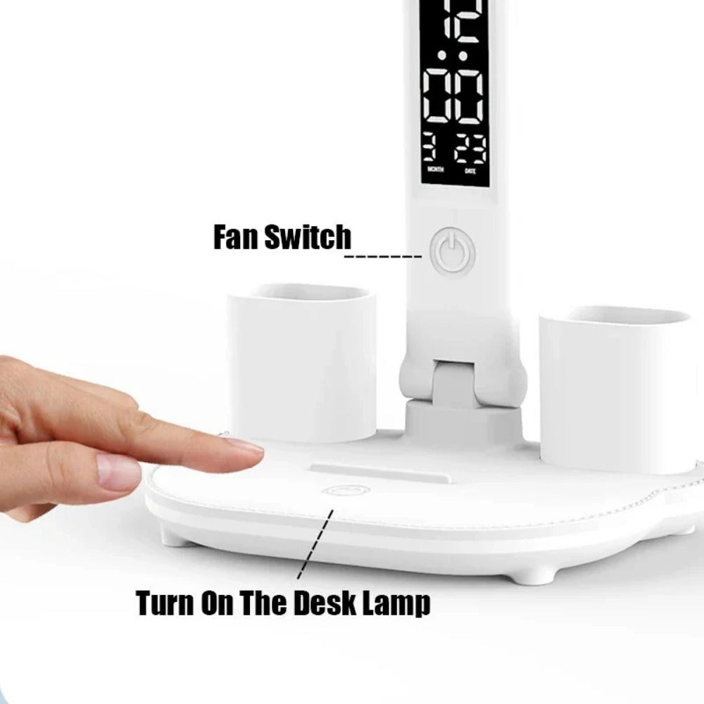 Multifunctional Desk Clock with LED Lamp, Eye Protection, Intelligent Display, Touch Control, 3 Light Modes, Stepless Dimming
