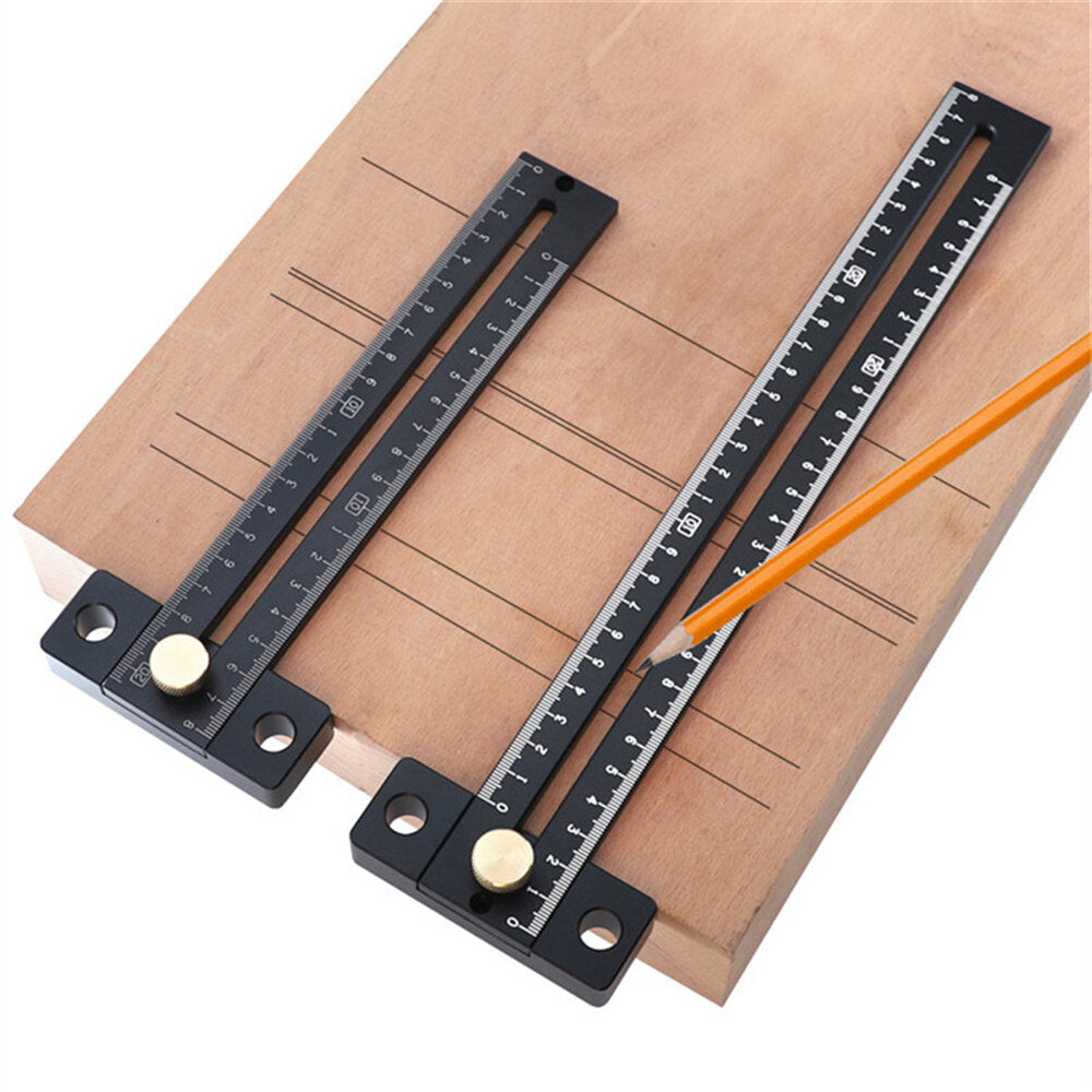 Aluminum Alloy Metric Line Scribe Ruler - 180/280mm T-Ruler for Woodworking Marking and Positioning