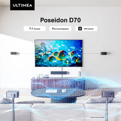 410W 7.1CH Soundbar with 2x Steady 300 Stands Virtual Surround Sound System with 4 Wired Surround Speakers and 6.5" Wireless Subwoofer Home Theater SurroundX Soundbar Subwoofer with 2x Pairs of Steady 300 Surround Speaker Stands