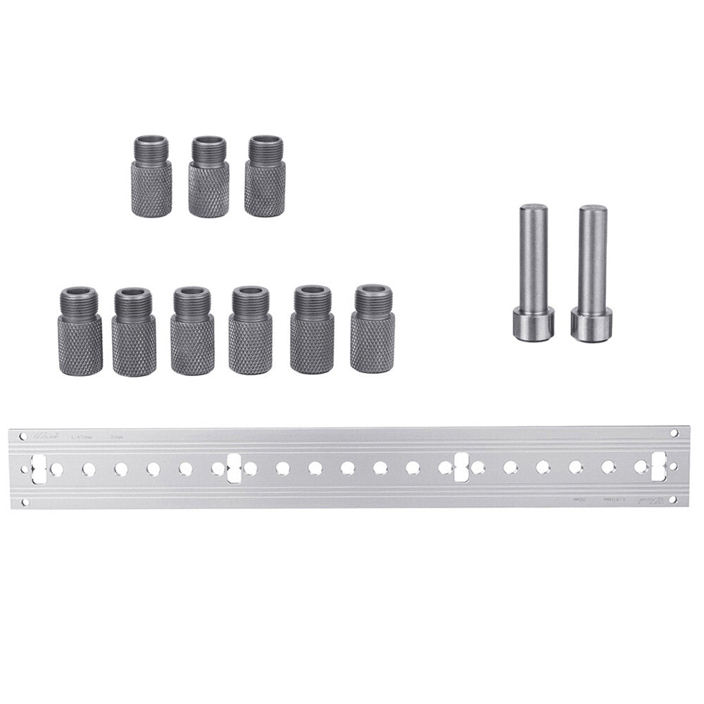 3 in 1 Woodworking Hole Punch Guide Dowel Jig for 15-30.5mm Thickness - Aluminum Alloy, Ergonomic Design, Silver/Black