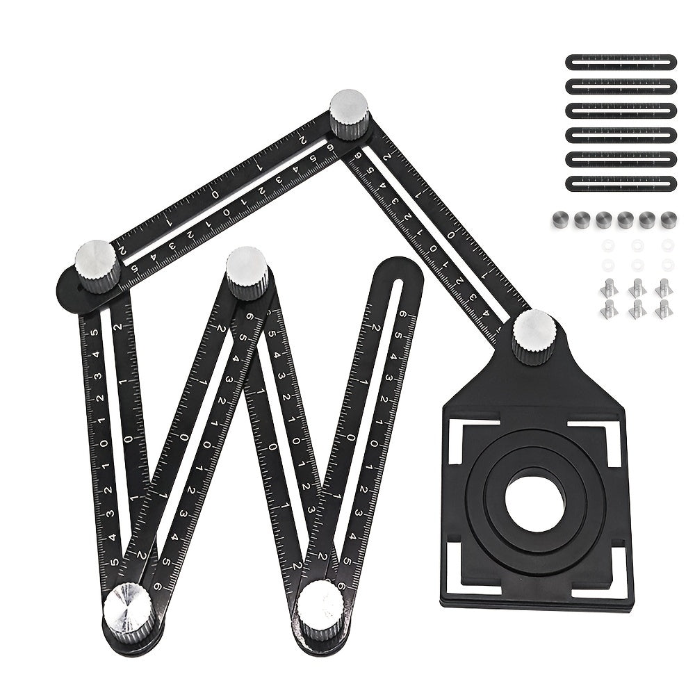 Multi-angle Ruler Six-fold Folding Positioning Punching Tool For Woodworking