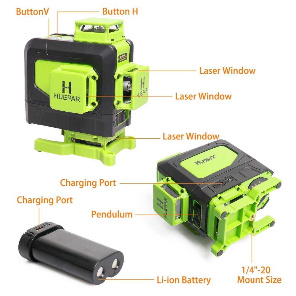 16 lines 4D Cross Line Laser Level Green Beam Line with Remote Control for Tiles Floor Multifunction