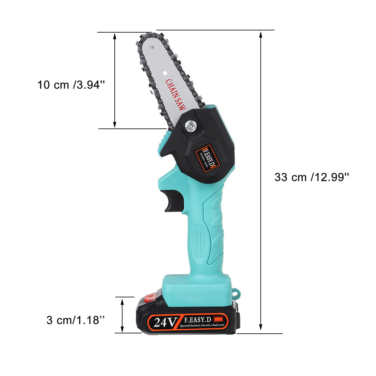 24V 550W Rechargeable Mini Electric Chainsaw Handheld Wood Pruning Saw Kit