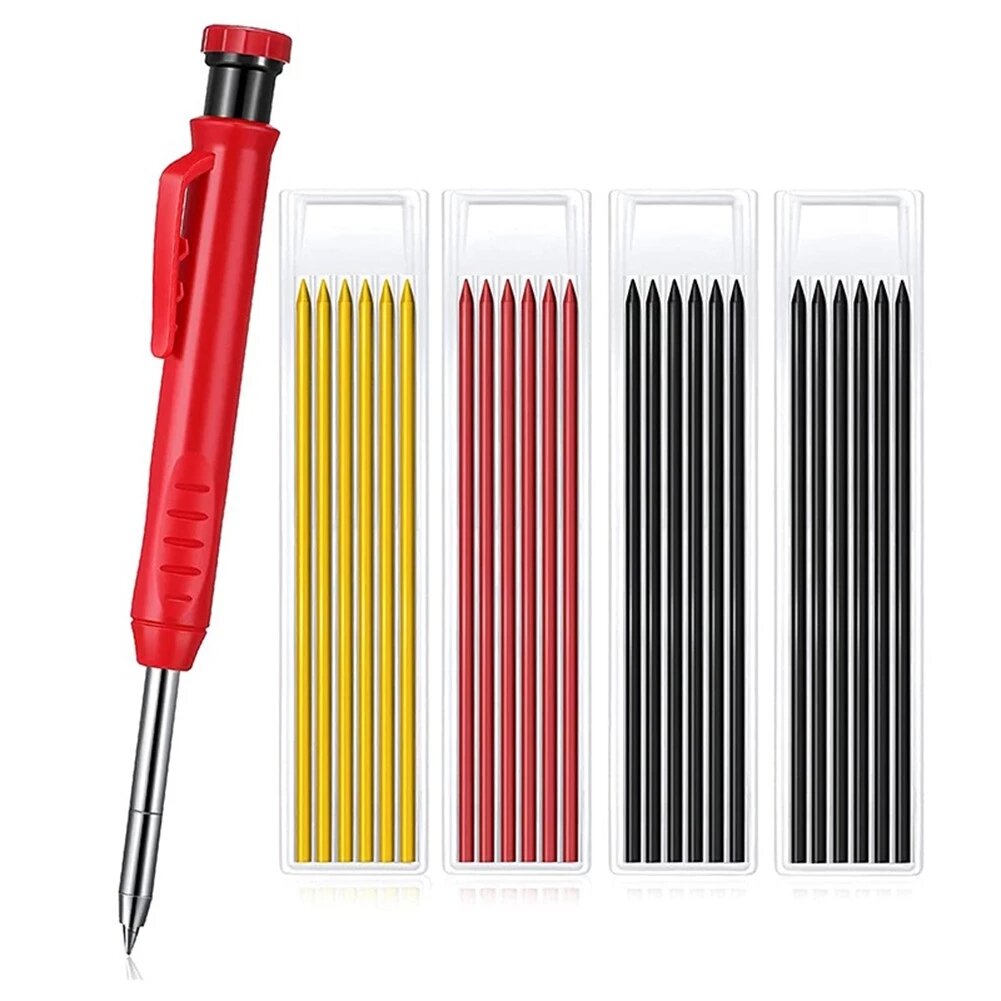 Mechanical Pencil with Sharpener Cap, Non-Slip Grip, Ideal for Carpenters, Engraving, and Scribing - 14.5cm Length