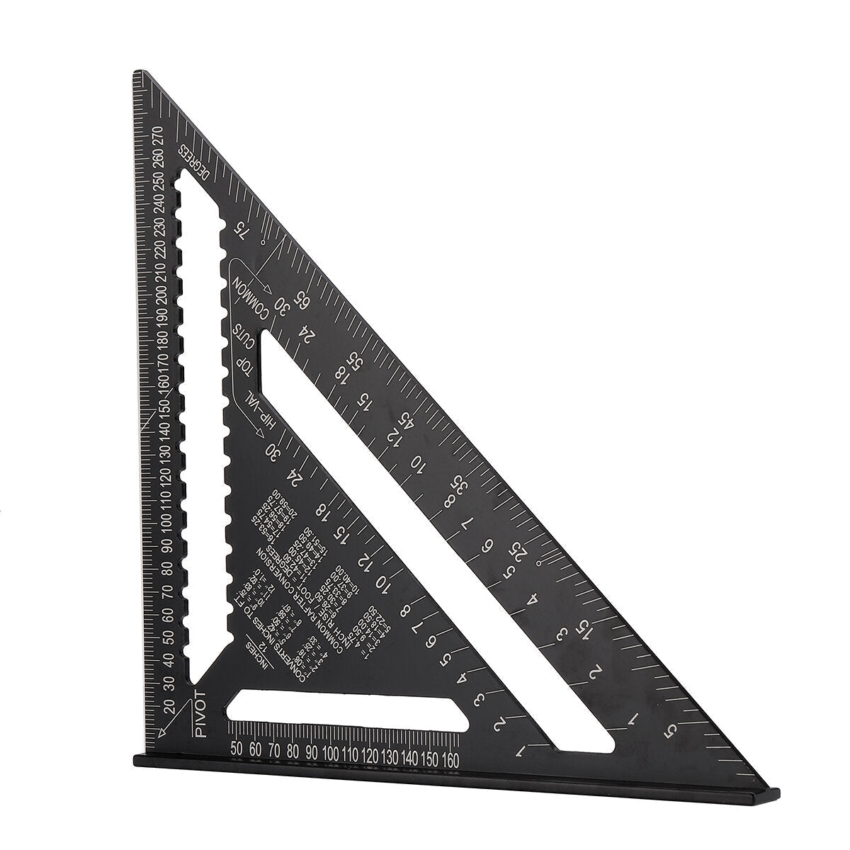 12-Inch Triangle Ruler - Versatile Protractor & Scriber Tool for Woodworking, Construction, Durable Aluminum Alloy, Metric/Imperial