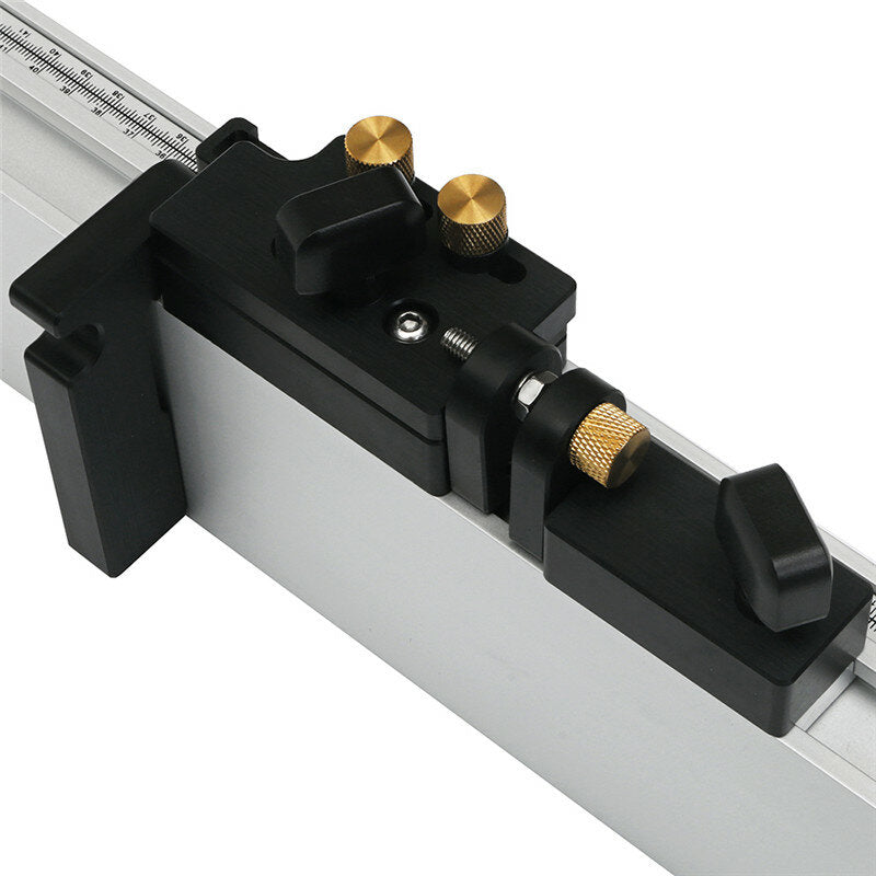 Adjustable Black Aluminum Miter Stop for Woodworking - Sturdy Flip Stop with 10mm Micro-Adjustment, T-Track Compatible