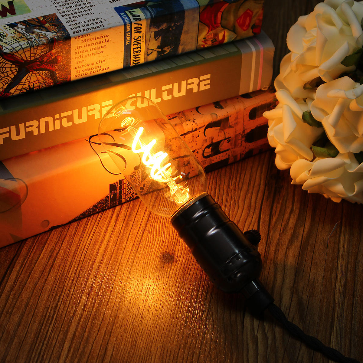 Dimmable LED Vintage Retro Industrial Lamp Indoor Lighting Filament Light Bulb AC220V
