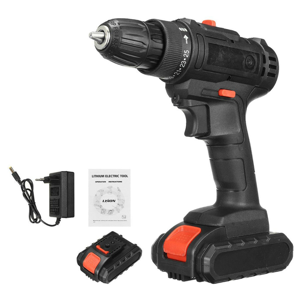 21V 2 Speed Household Lithium Battery Cordless Drill Driver Power Drill Electric Drill With Battery