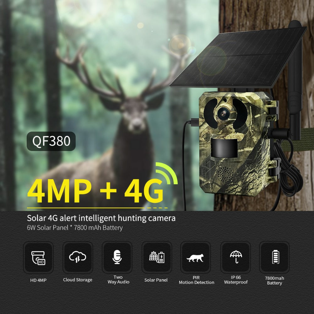 4G 1440P 16MP Hunting Camera Wireless PIR Motion Detection Night Vision Two-way Audio IP66 Solar Powered Wild Animal Monitoring Cameras EU Version