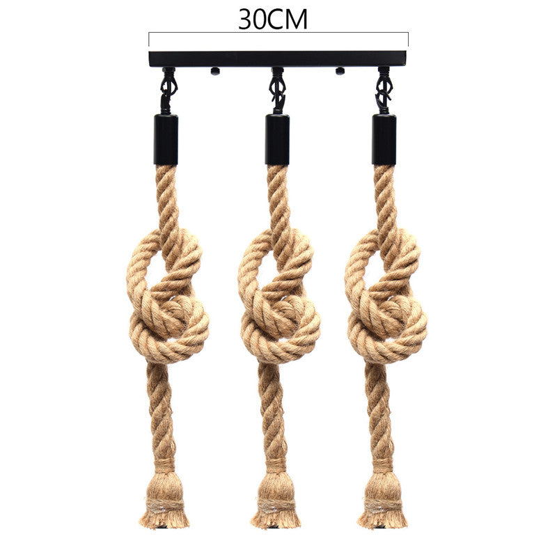 E27 Three Heads Industrial Pendant Lamp Holder Retro Vintage Edison Hemp Rope Ceiling Light AC110-220V