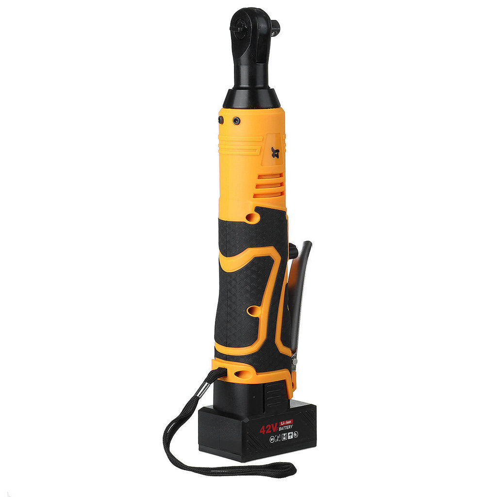 3/8" 42VF Electric Cordless Ratchet Right Angle LED Wrench Impact + 1/2 Battery