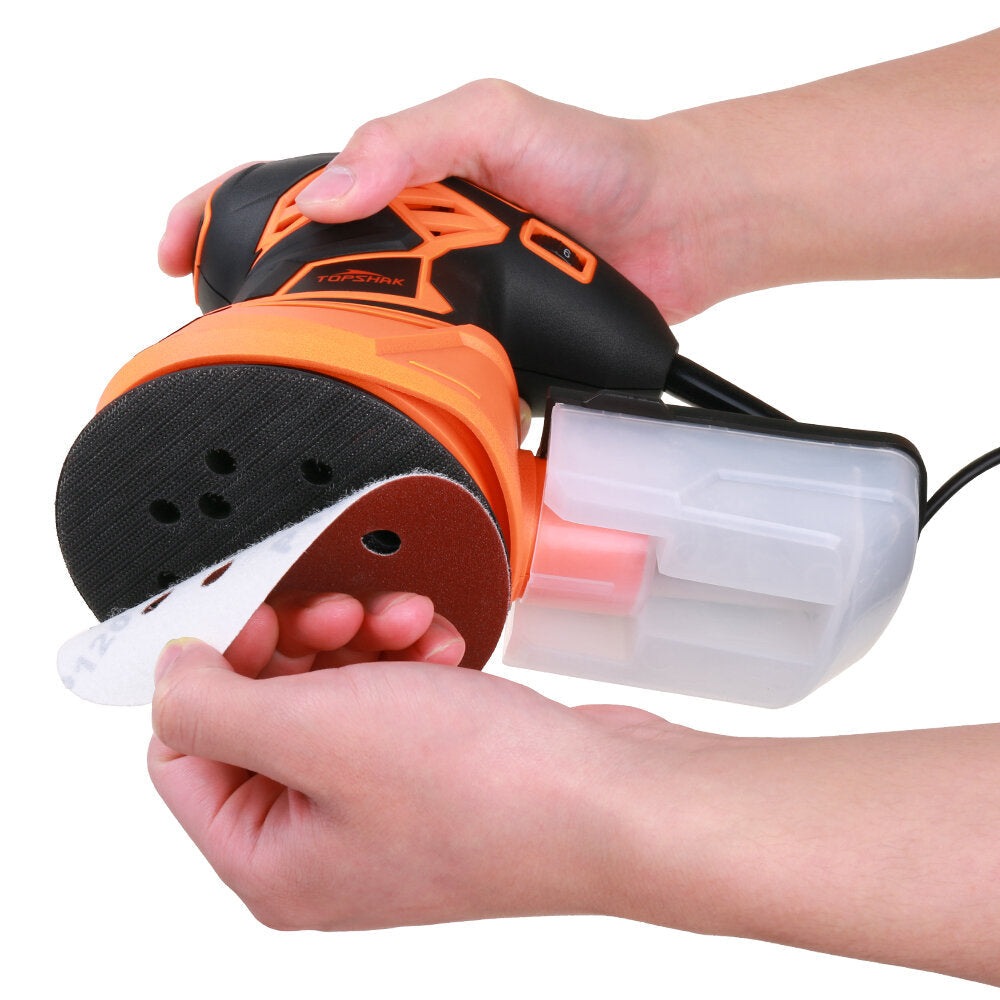 350W Random Orbital Sander Rotary Sander with 20Pcs Sandpapers Hand Sander Dust Collection Box