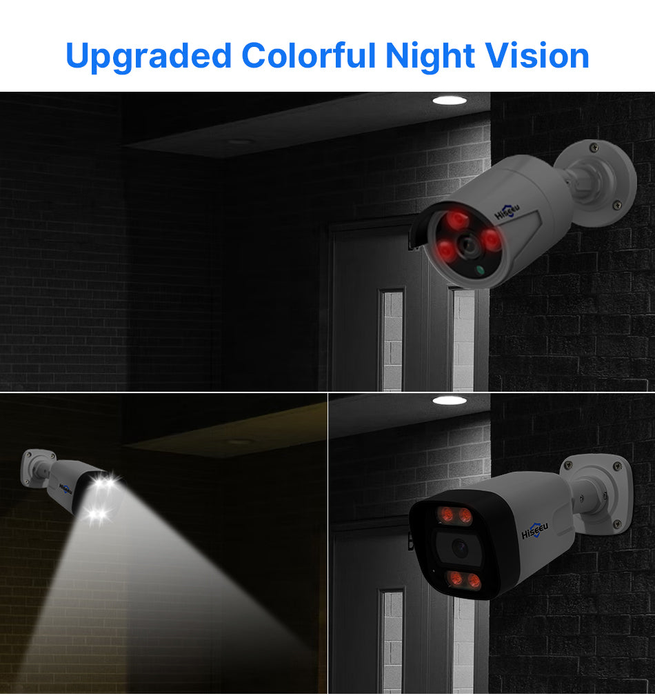 8CH PoE Security CCTV Camera System Set Colorful Night Vision 2-way Audio APP Remote Monitoring H.265 AI Face Detection IP66 Waterproof Outdoors IP Camera NVR Set