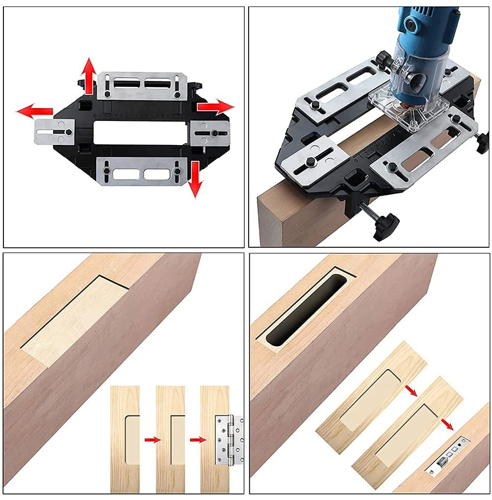Multifunctional Wooden Door Slot Locator Kit - Aluminum Alloy, Quick Adjustment, Hinge & Lock Slotting Tool, 2.4" Clamping